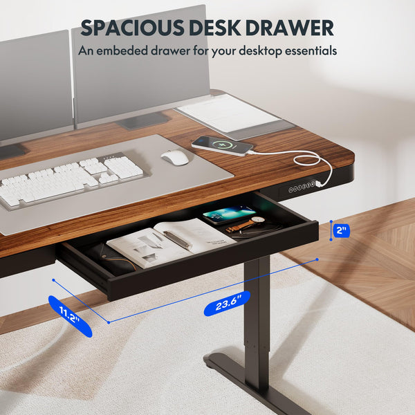 55-Inch Electric Standing Desk with Drawer & USB Charging