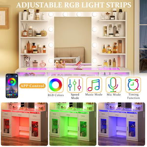 LED Makeup Vanity Desk with Mirror, Lights & Storage