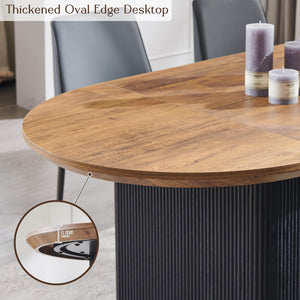 63" Fluted Oval Dining Table for 4–6 | Mid-Century Modern | Engineered Wood