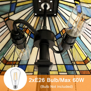 Stained Glass Mission Table Lamp 2-Light 16-Inch