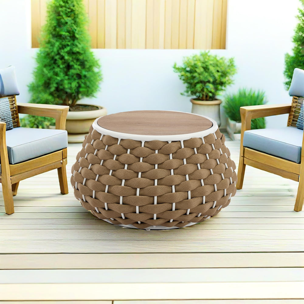 30.5" Round Outdoor Patio Side Table with Removable Lid