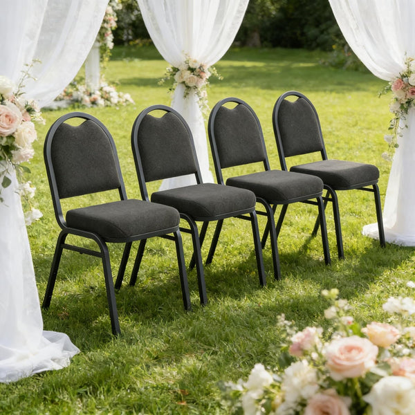 Stackable Upholstered Banquet Dining Chairs – Set of 4