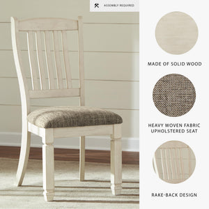 Antique White Upholstered Dining Chair Set of 2