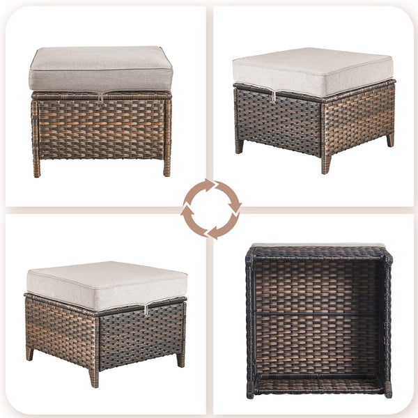 Outdoor Wicker Patio Ottoman Set - 2 Piece