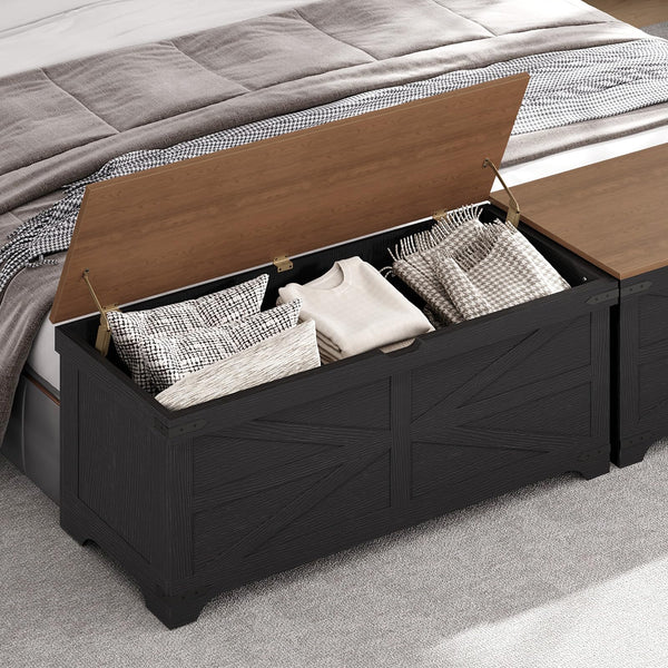 Large Farmhouse Toy Chest & Storage Bench with Safety Hinges