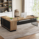 L-Shaped Executive Desk with File Cabinet and Storage Shelves