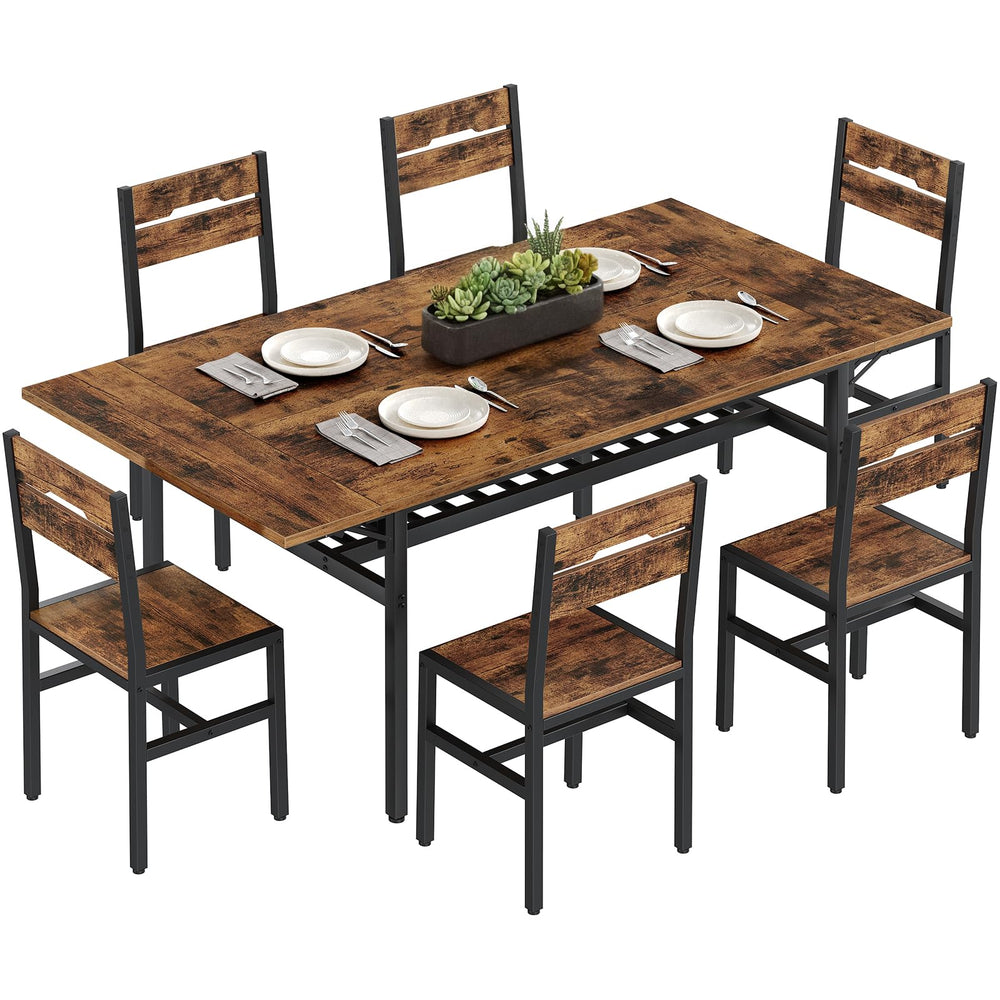 7-Piece Extendable Dining Table Set with 6 Chairs