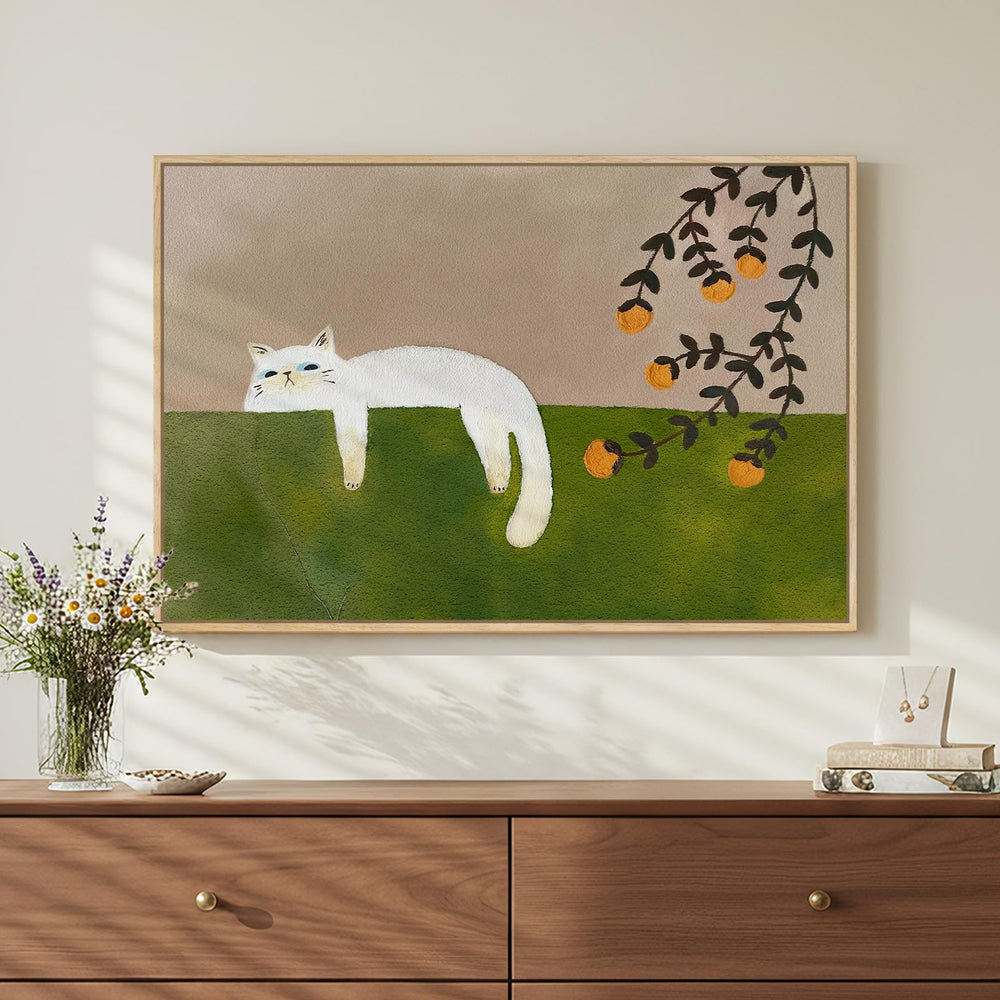Framed Cat Canvas Wall Art 24x36 Inch