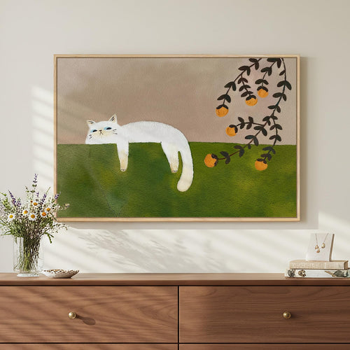 Framed Cat Canvas Wall Art 24x36 Inch
