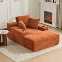 Oversized Corduroy Chaise Lounge Sofa Chair with Pillows & Cup Holders