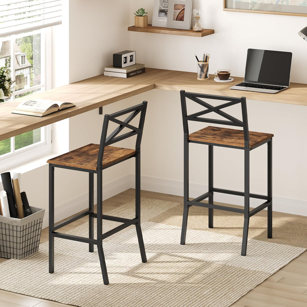 Counter Height Bar Stools Set of 2 with Backrest & Footrest – 26 Inch