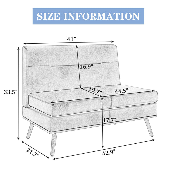 Small Faux Leather Loveseat Sofa – Tufted Armless Mini Couch