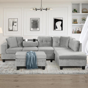 L-Shaped Sectional Sofa with Storage Ottoman & Reversible Chaise