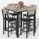 5-Piece Counter Height Dining Table Set with 4 Upholstered Bar Stools