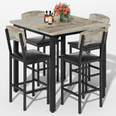 5-Piece Counter Height Dining Table Set with 4 Upholstered Bar Stools
