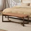 Mid-Century Modern Upholstered Bench with X-Shape Wood Base