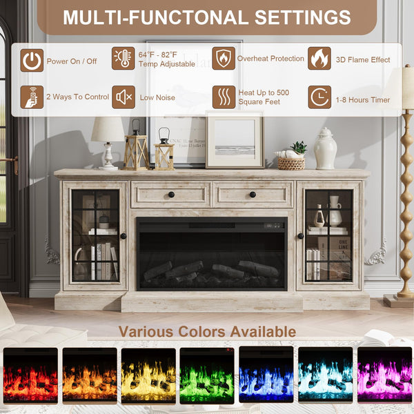 70" Fireplace TV Stand with 36" Electric Fireplace