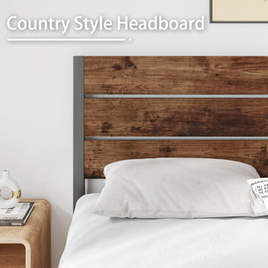 Queen Bed Frame with Headboard & Footboard – Rustic Brown