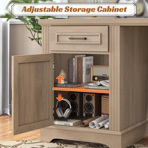 L-Shaped Executive Desk with Drawers & Power Outlet