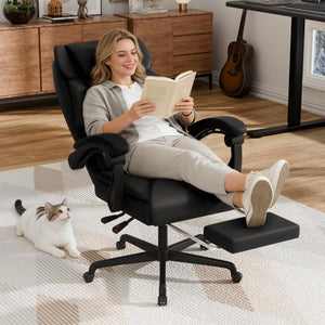 High Back Massage Office Chair with Footrest – 500 lbs Capacity, Reclining
