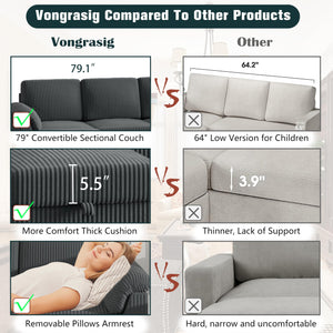 Convertible Sectional Sofa with Ottoman