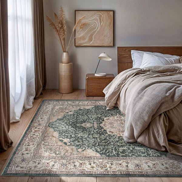 Traditional Oriental Medallion Washable Area Rug