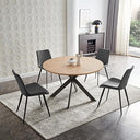 46.4" Round Dining Table Set for 4-6 – Steel Legs, Upholstered Chairs