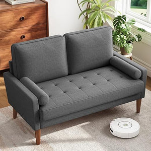2-Seat Loveseat Sofa with Solid Wood Legs