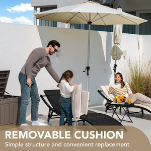Outdoor Rattan Chaise Lounge Set with Folding Table – 3 Piece
