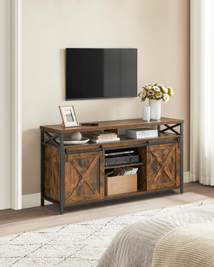TV Stand with Sliding Barn Doors & Adjustable Shelves, 65 Inch