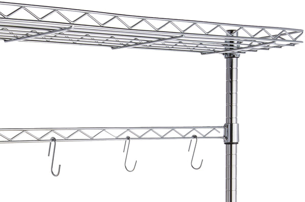 3-Tier Kitchen Baker's Rack with Wood Shelf and Chrome Wire Shelves
