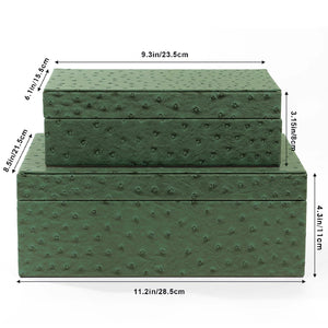 Decorative Storage Boxes Set of 2 with Lids – Faux Leather Nesting Jewelry & Keepsake Boxes