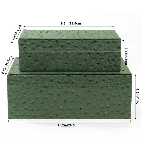 Decorative Storage Boxes Set of 2 with Lids – Faux Leather Nesting Jewelry & Keepsake Boxes