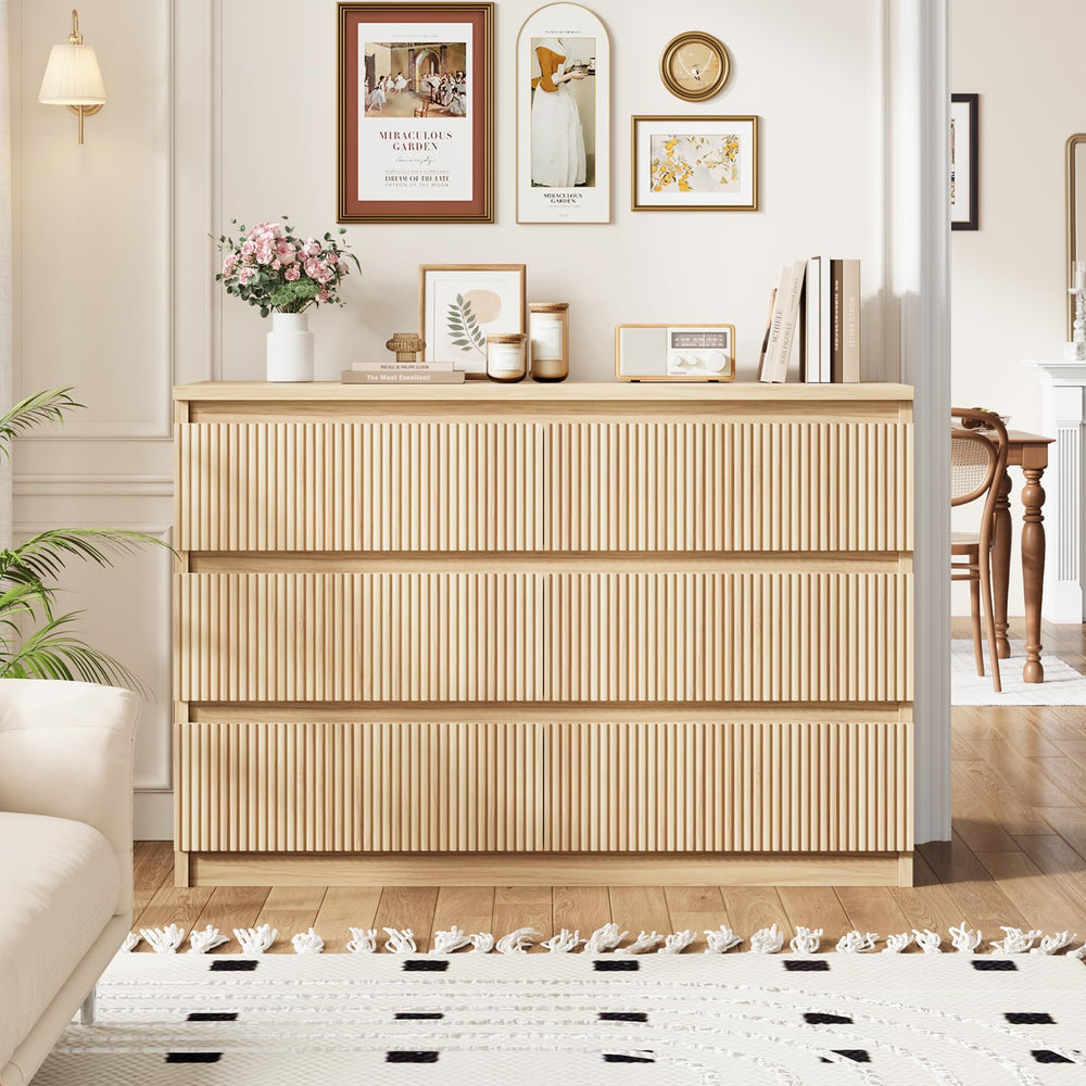 6-Drawer Fluted Dresser with Smooth-Glide Drawers
