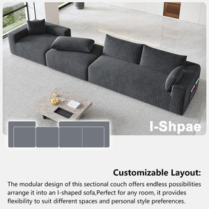 108" Modular L-Shaped Cloud Sectional Sofa with Deep Seat & Chaise