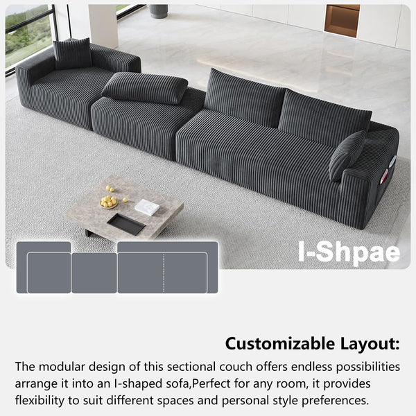 108" Modular L-Shaped Cloud Sectional Sofa with Deep Seat & Chaise