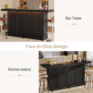 4-Tier Bar Table with Wine Glass Holder & Storage Shelves