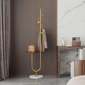 Gold Metal Coat Rack with Marble Base