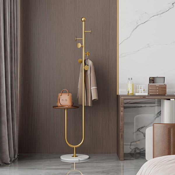 Gold Metal Coat Rack with Marble Base