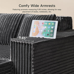 L-Shaped Modular Sectional Sofa – Corduroy, No Assembly