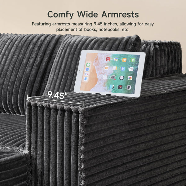 L-Shaped Modular Sectional Sofa – Corduroy, No Assembly