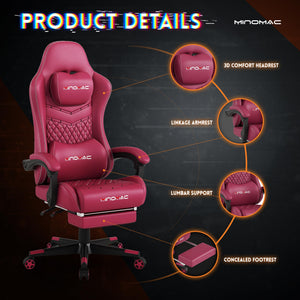 Ergonomic Gaming Chair with Retractable Footrest
