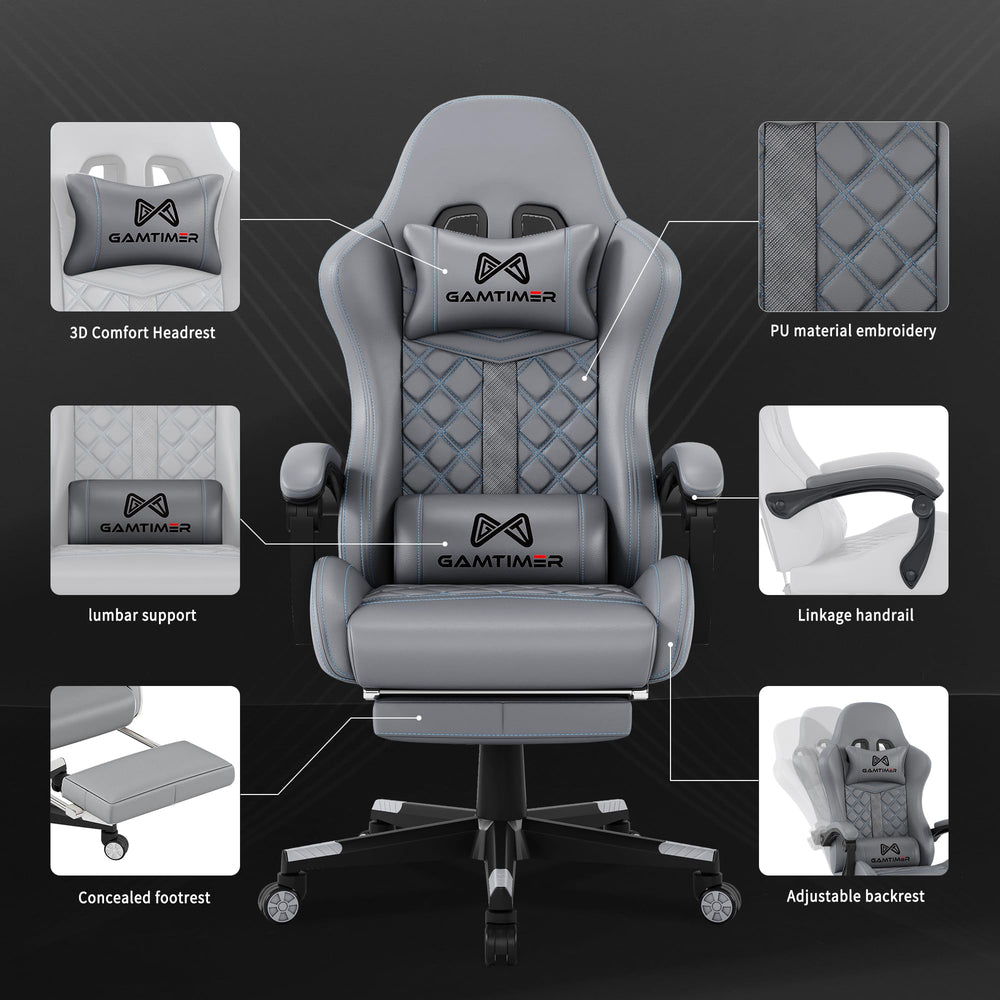 High Back Gaming Chair with Footrest & Lumbar Support