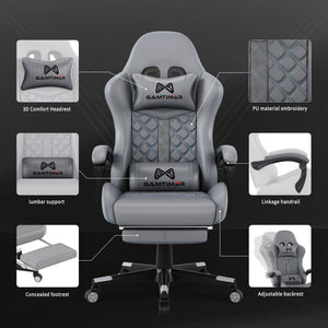 High Back Gaming Chair with Footrest & Lumbar Support