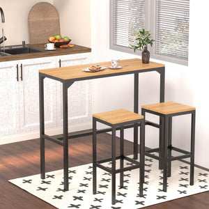3-Piece Outdoor High Top Bar Set with 47" Table and 2 Bar Stools