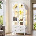 71" Arched Display Cabinet with LED Lighting & Glass Doors