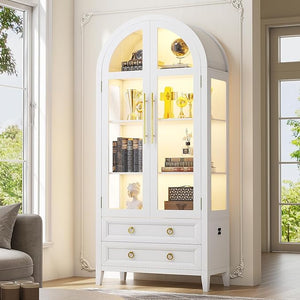 71" Arched Display Cabinet with LED Lighting & Glass Doors