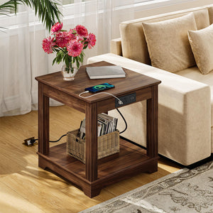 Farmhouse End Table with Charging Station