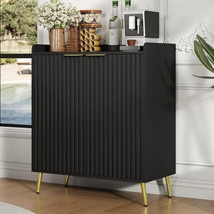 Fluted Wine & Coffee Bar Cabinet with Storage