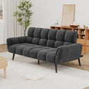 Convertible Futon Sofa Bed – 76.77" Linen Sleeper Couch with Adjustable Backrest